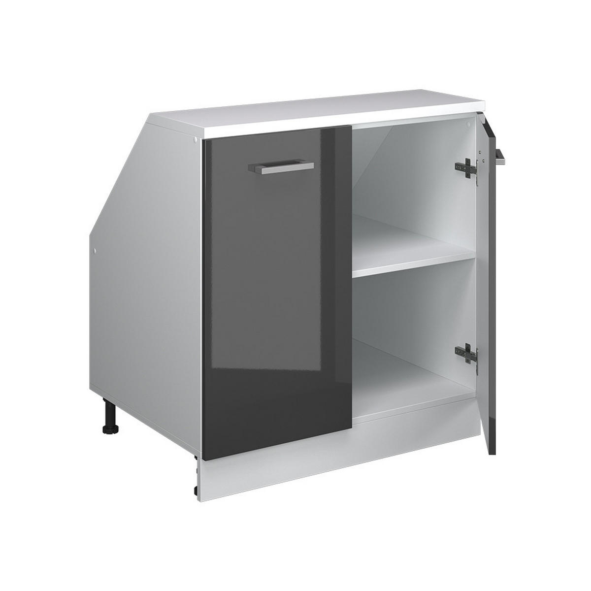 ORMARIĆ ZA KOSI KROV S VRATA Rion Antracit visokog sjaja 80 x 81.6 cm s 2 vrata, korpus ormara dubine 60 cm - bijela/crna visoki sjaj, drvni materijal (80/83.8/60cm) - Vicco