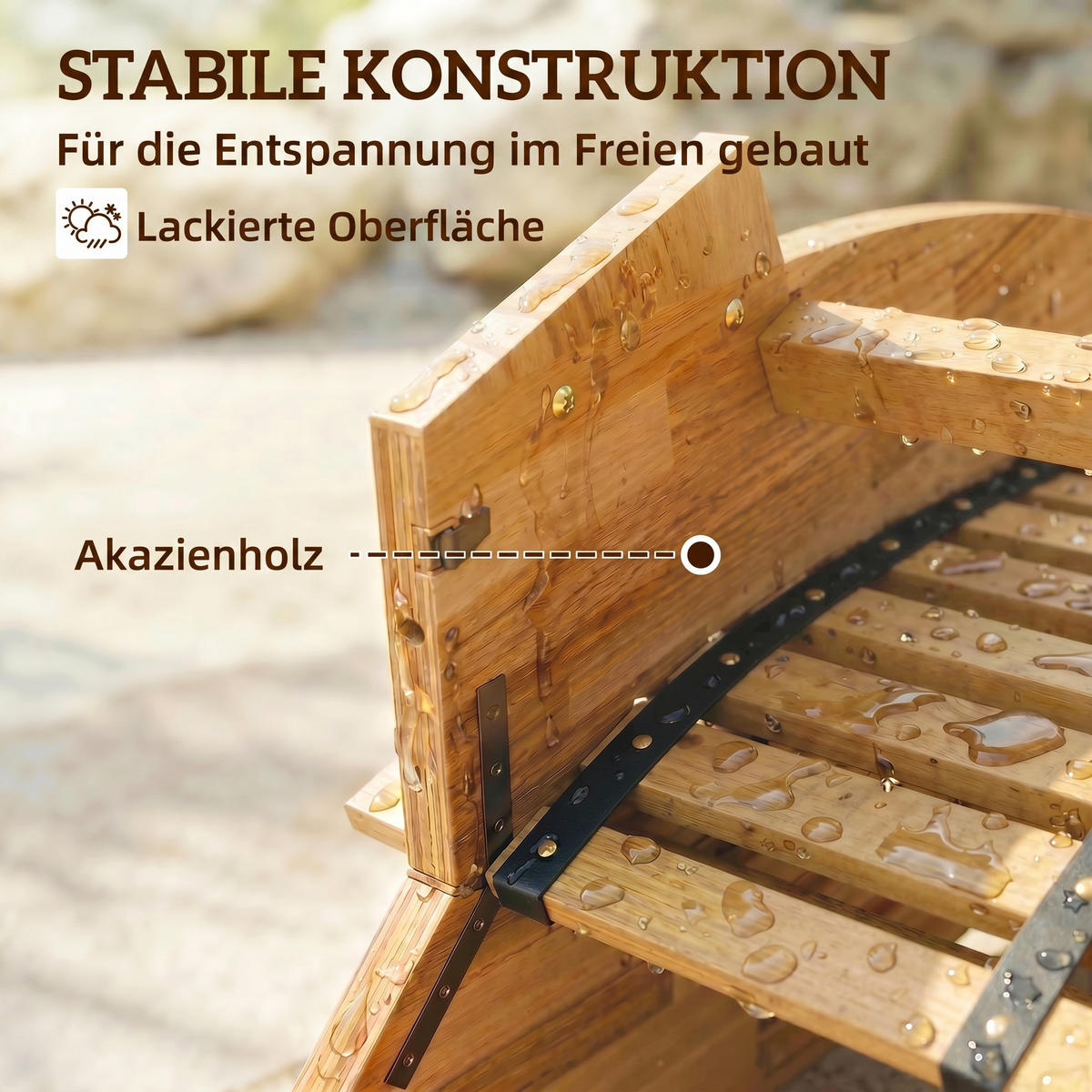 SONNENLIEGE Naturfarben klappbar 156/60/77 cm - Naturfarben, Holz (156/77/60cm) - PANGIVO