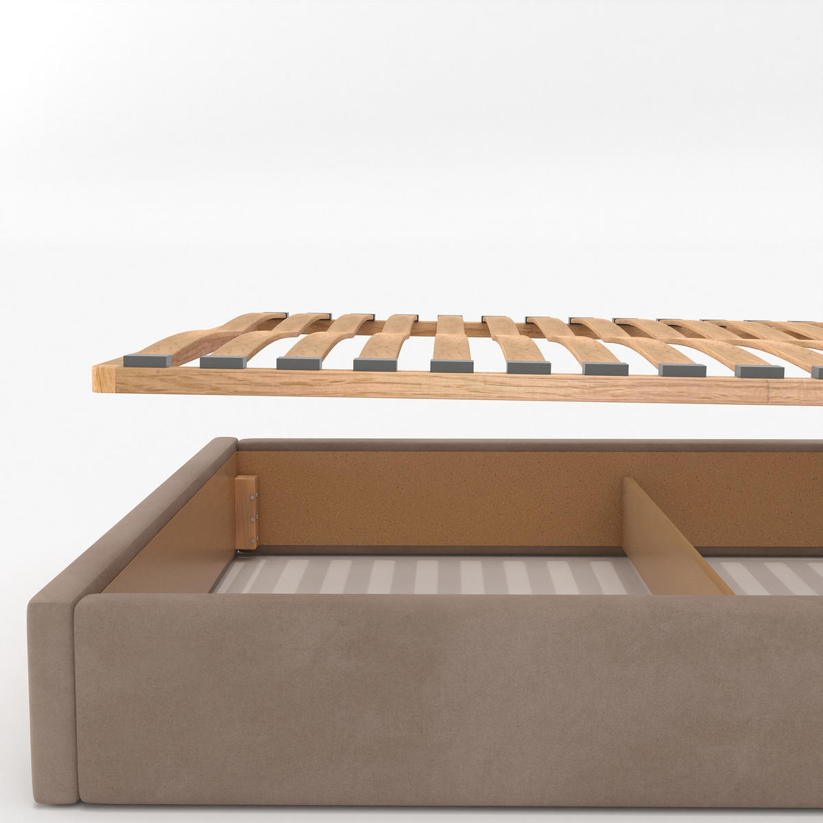 POLSTERBETT 140x200cm Bett mit Stauraum Lattenrost Beige - Beige, Holz/Holzwerkstoff (140/200cm) - Muralo