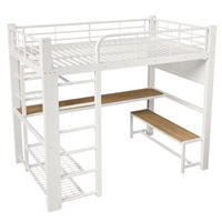 HOCHBETT 140/200 cm DE-33136 mit LED und Stauraumtreppe Weiß - Weiß, Metall (140/200cm) - ComfortXL