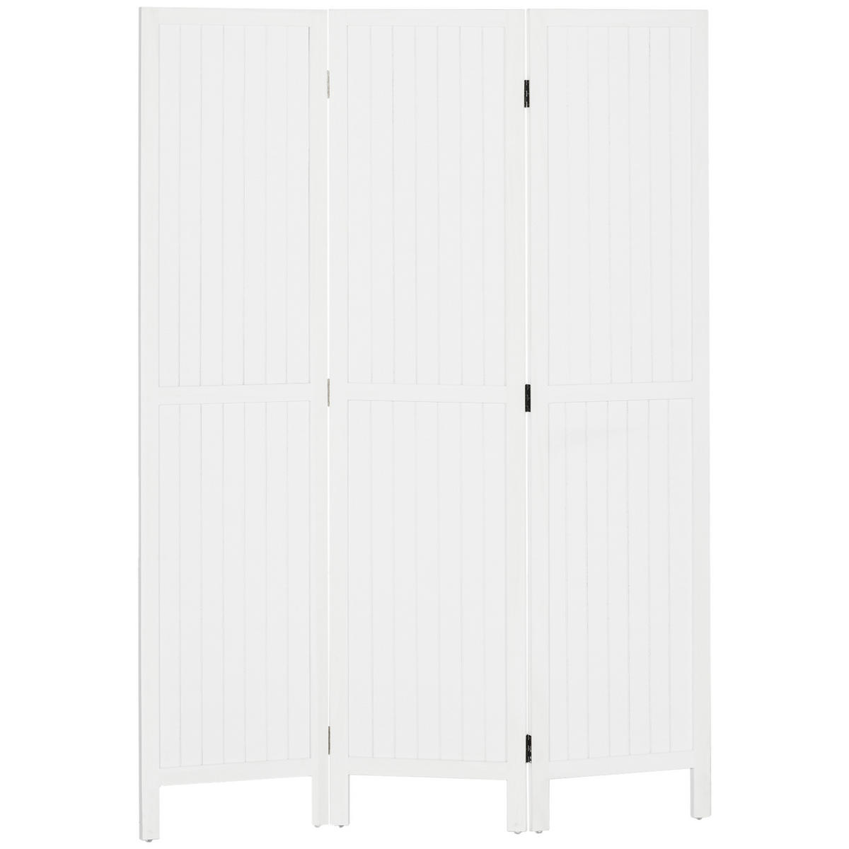 PARAVENT 3-tlg DE-14378 faltbar mit Holzlamellen Weiß - Weiß, Holz (120/170/1.8cm) - ComfortXL