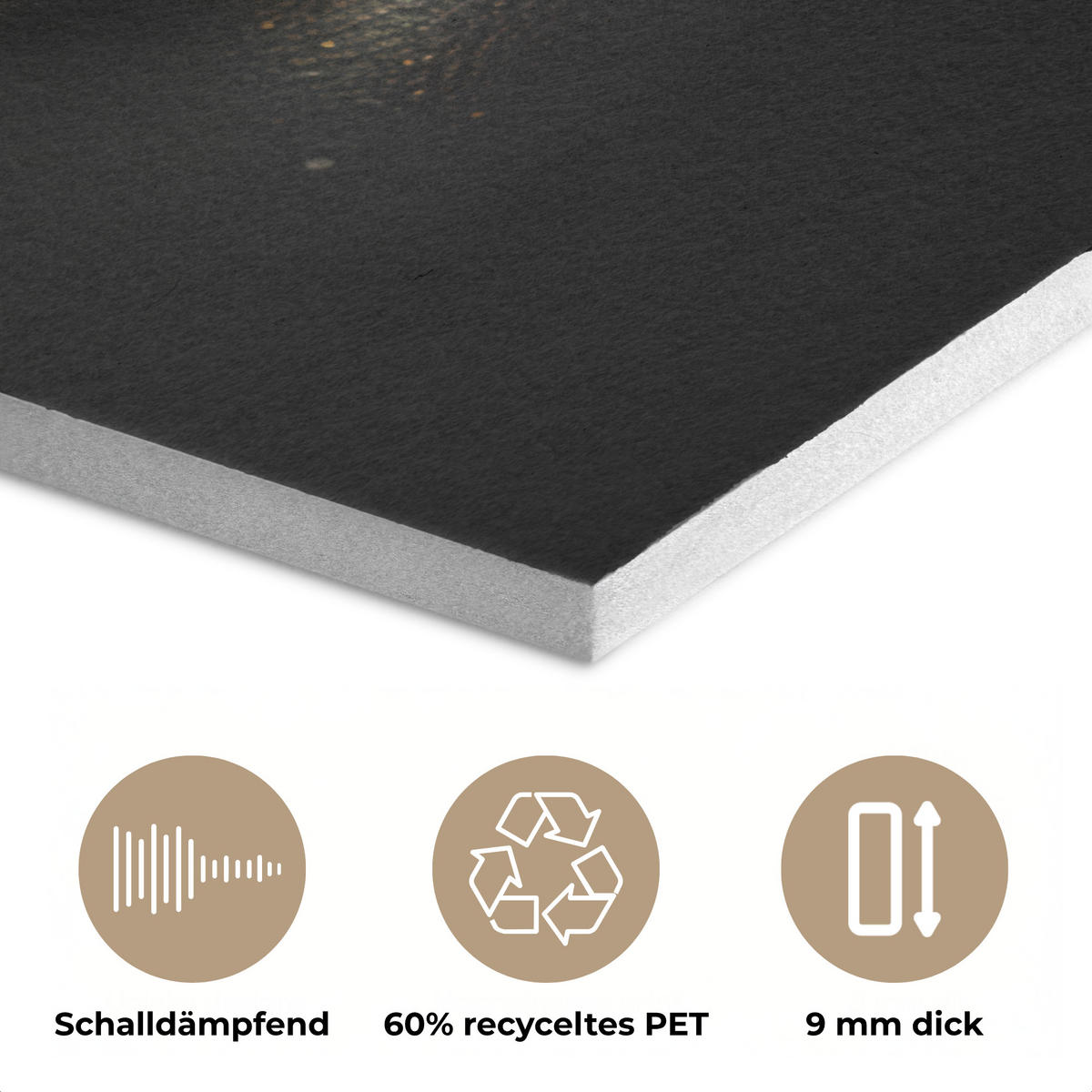 AKUSTIKBILD Frau - Porträt - Lippen - Gold - Schwarz Wanddeko 60x90 cm - Schwarz, Kunststoff (60/90/0.9cm) - MuchoWow