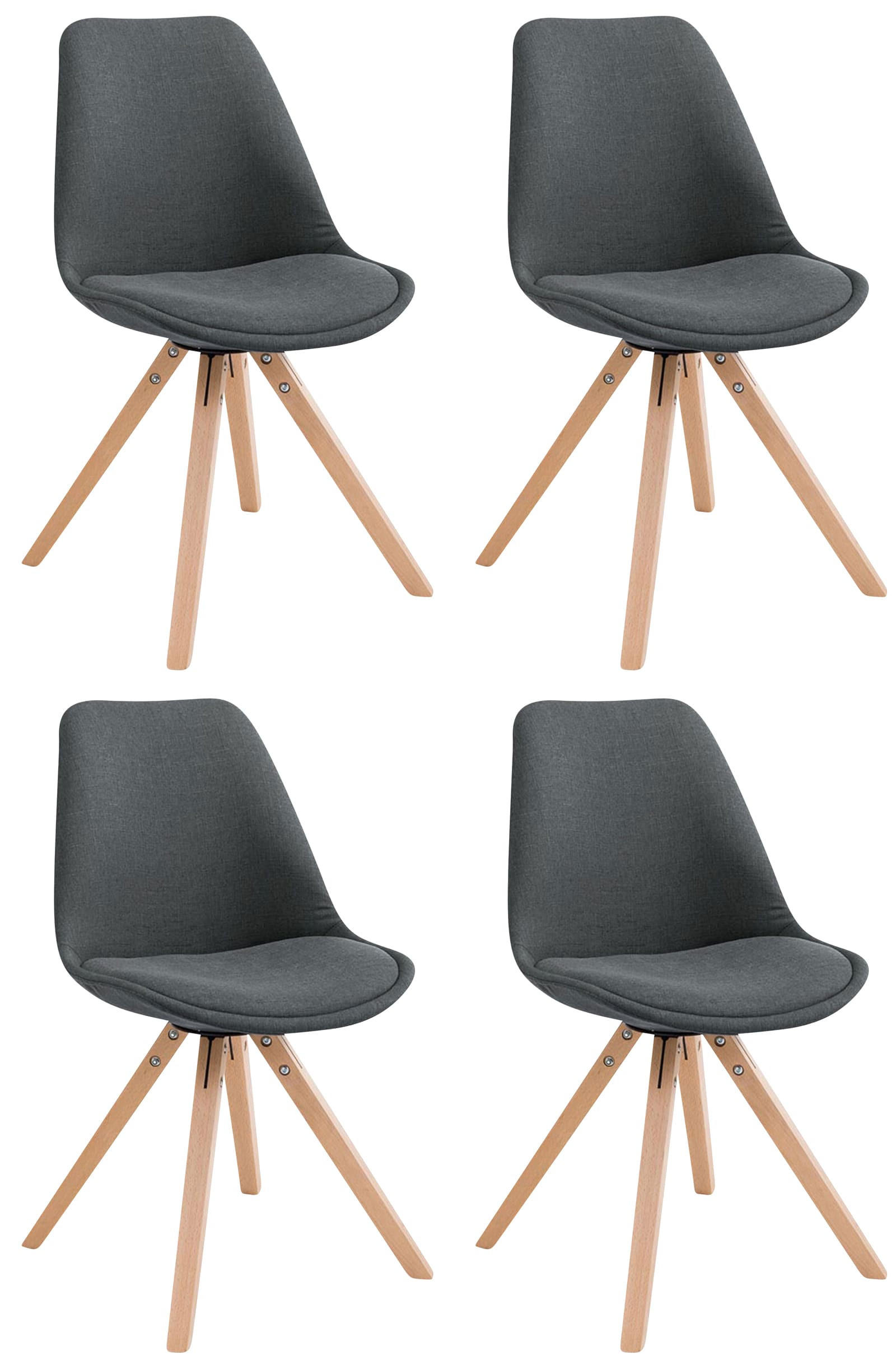 BESUCHERSTUHL Toulon, 4er Set Stoff, Gestell Holz Square Natura Dunkelgrau - Dunkelgrau/Naturfarben, Holz/Buchenholz (48/83/56cm) - TPFLiving