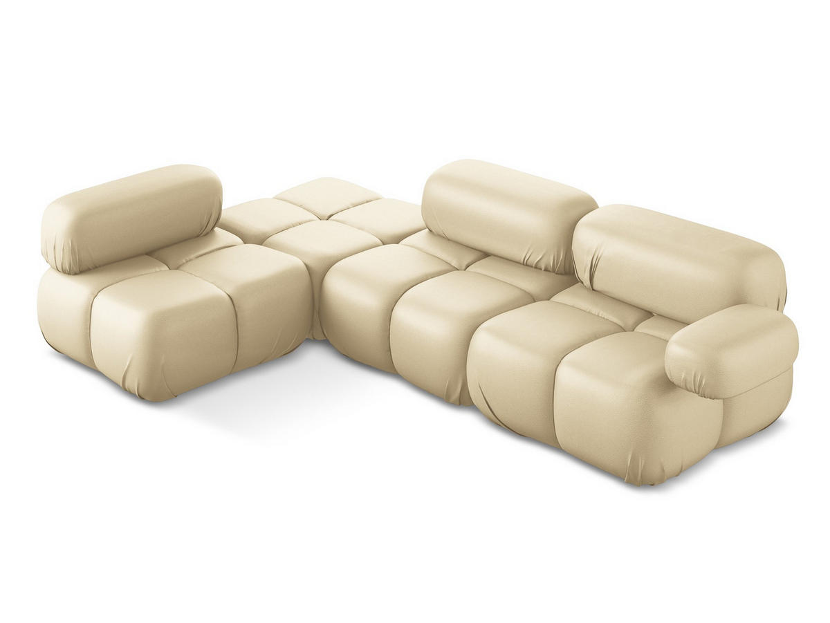 ECKSOFA Links Kunstleder Beige - Beige/Schwarz, Leder/Kunststoff (190/285cm) - Makamii