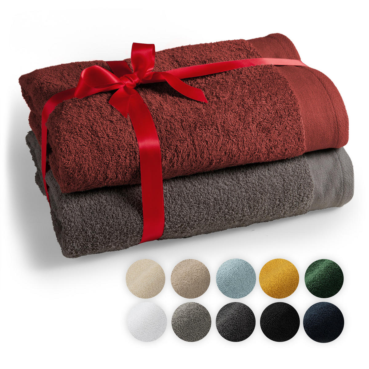 SAUNATUCH Anthrazit & Dunkelrot, 2er-Set - Anthrazit/Dunkelrot, Textil (80/200cm) - Blumtal