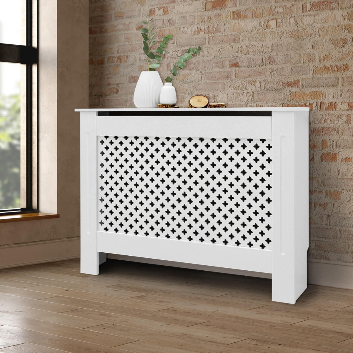 OBLOŽENÍ RADIÁTORU s voštinovým vzorem 112 x 19 x 82 cm, bílé - bílá, kompozitní dřevo (19/112/82cm) - ECD-Germany