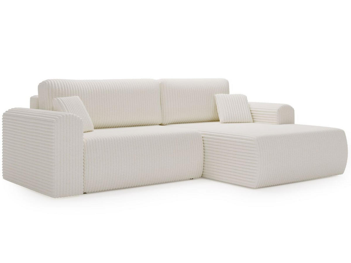 ECKSOFA Belvio Creme Rechts - Creme/Schwarz, Holz/Textil (257/177cm) - Graingold