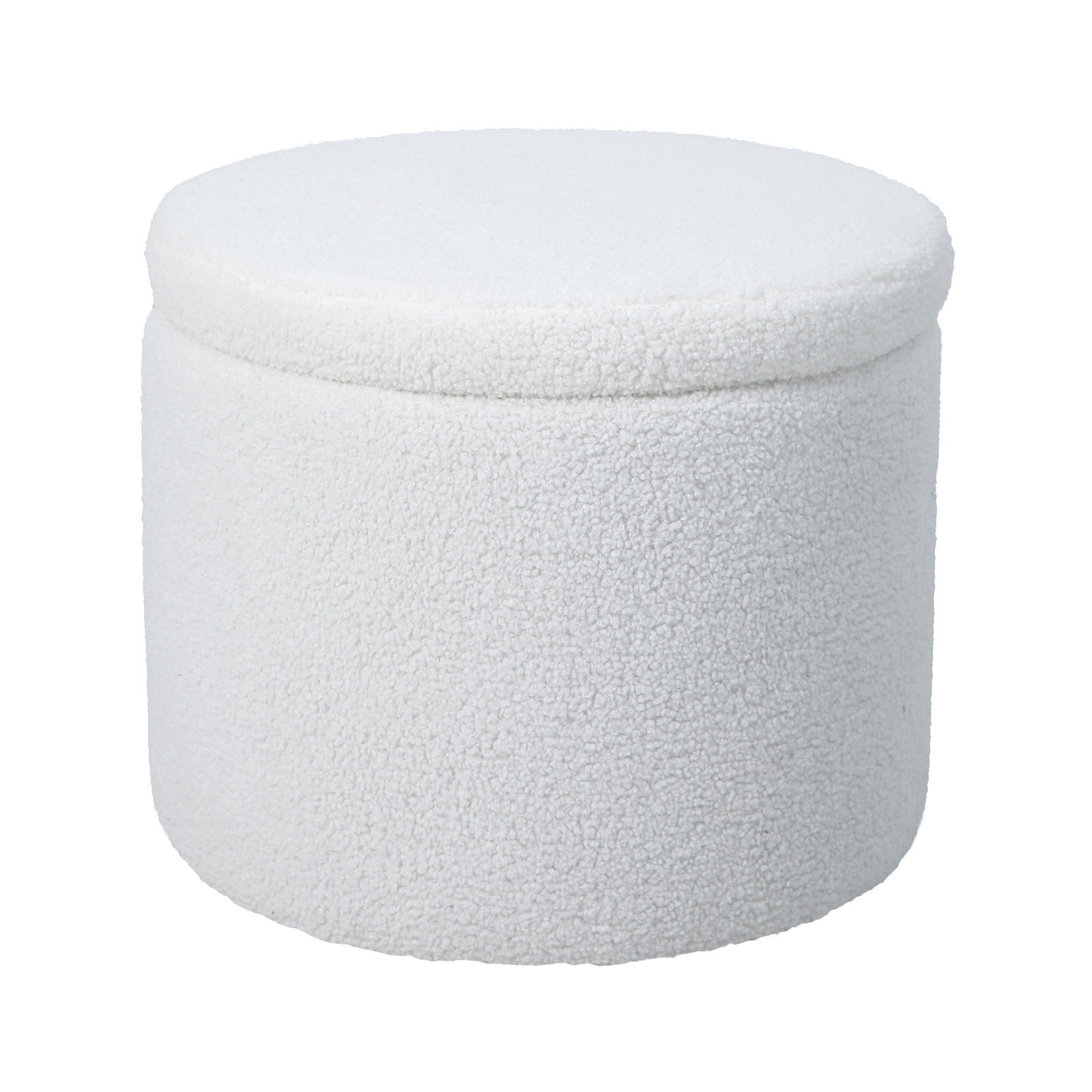 HOCKER AMBER Teddy Weiß - Weiß, Textil (44/35/44cm) - SVITA