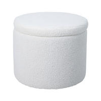 HOCKER AMBER Teddy Weiß - Weiß, Textil (44/35/44cm) - SVITA