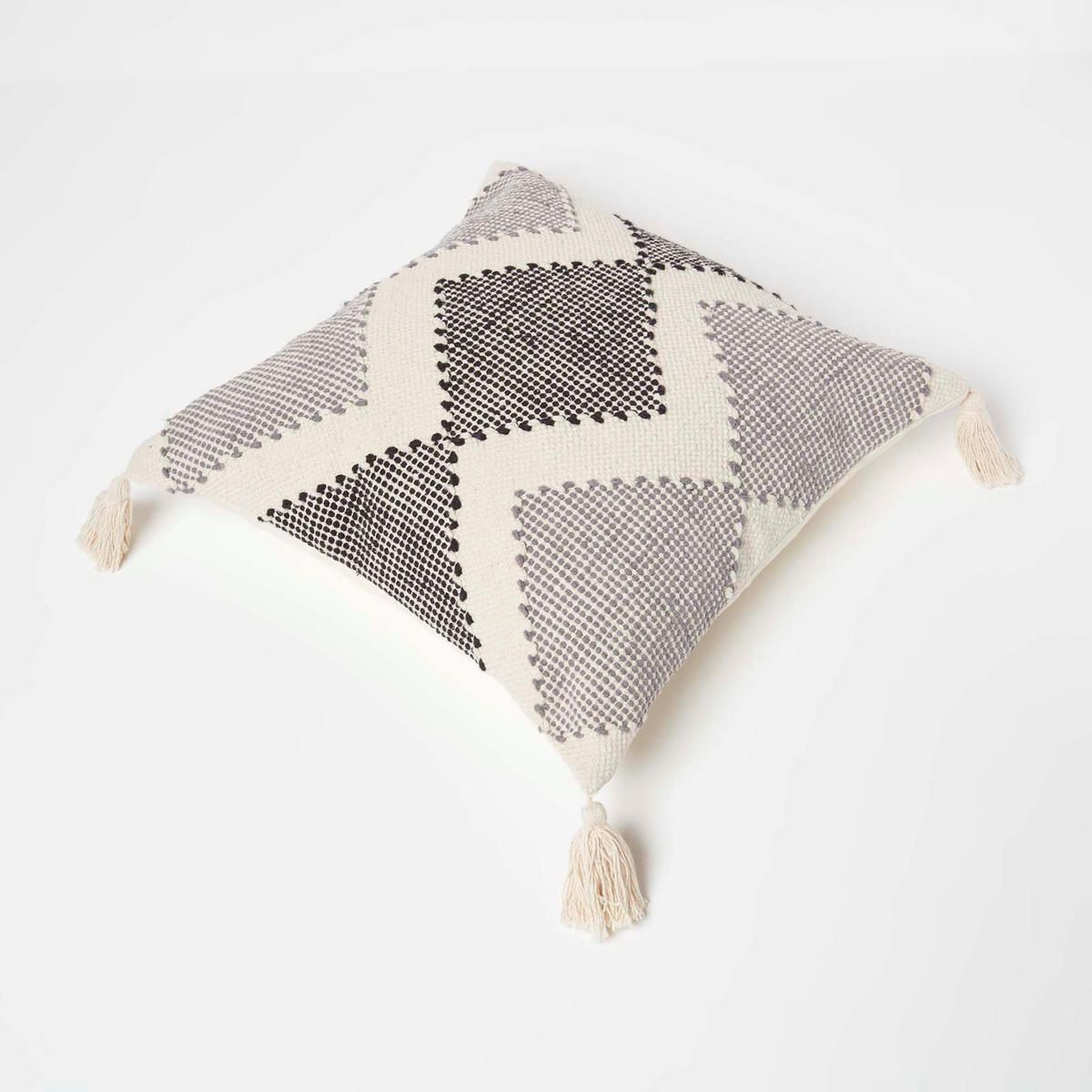 DEKOKISSEN Malmö 45/45 cm geometrisch gemustert - Creme, Textil (45/45cm) - Homescapes