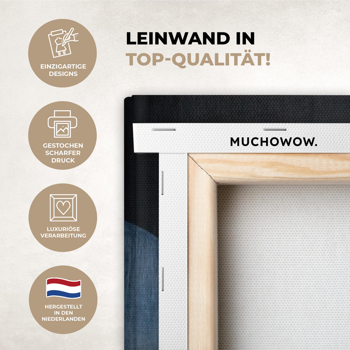 LEINWANDBILD Abstrakt - Formen - Dunkelblau Wanddeko Schlafzimmer 60x90 cm - Cognac, Textil (60/90cm) - MuchoWow