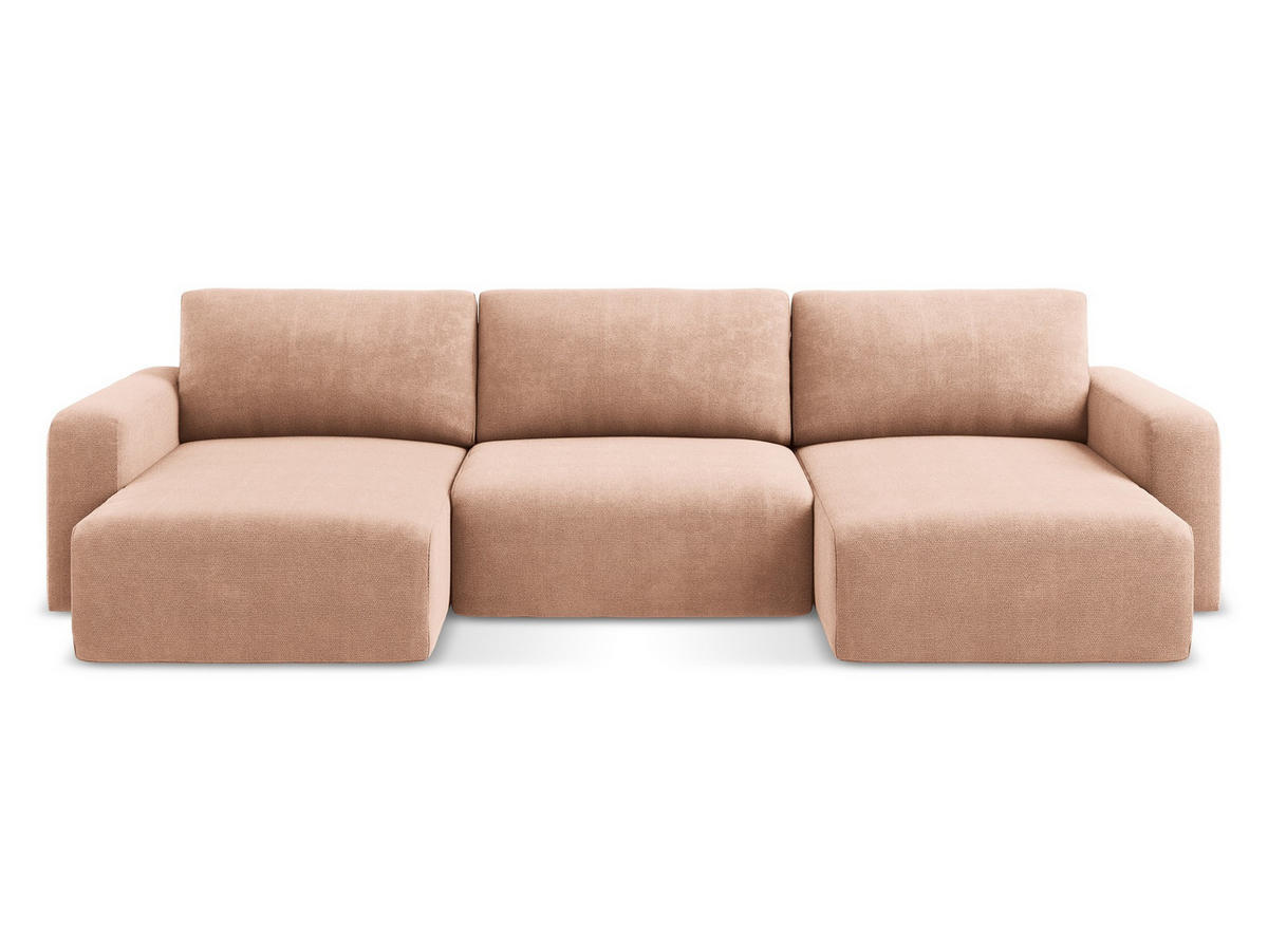 WOHNLANDSCHAFT Chenille Stoff Pink - Pink/Koralle, Kunststoff/Textil (332/79/149cm) - Makamii