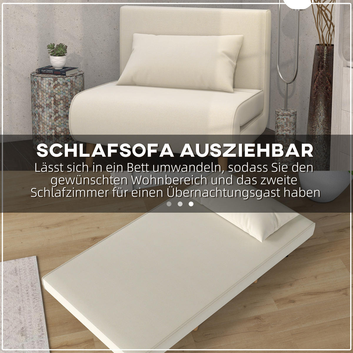 SCHLAFSESSEL DE-33451 Klappbar mit 6-Stufen-Lehne Creme - Creme, Textil (94/80/78cm)