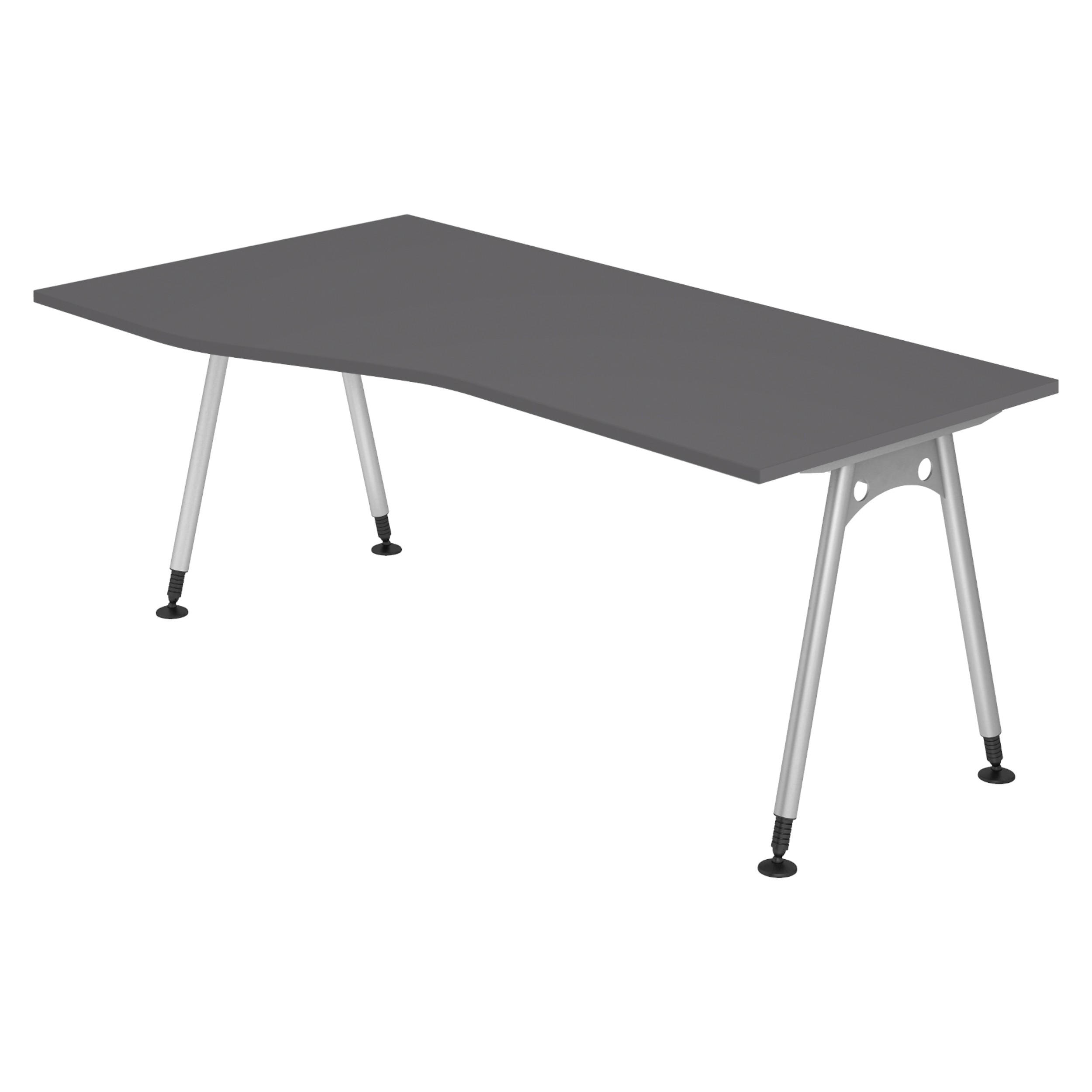 SCHREIBTISCH Serie-A 100/180/74 cm in Graphitfarben - Graphitfarben, Holzwerkstoff (100/180/74cm) - bümö