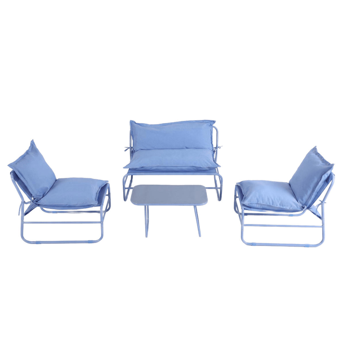 GARTENSET Blau 45/79/44 cm 4er-Set - Blau, Metall - Mobili Rebecca