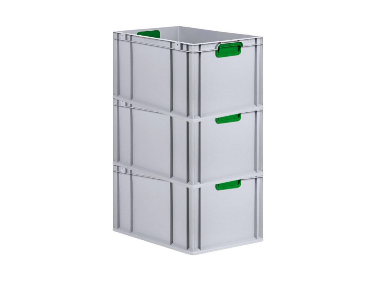 EUROBOX 3x Nextgen Color 32x40x60cm 65 Liter Griffe Grün Geschlossen - Grün, Kunststoff (40/22/60cm) - PROREGAL