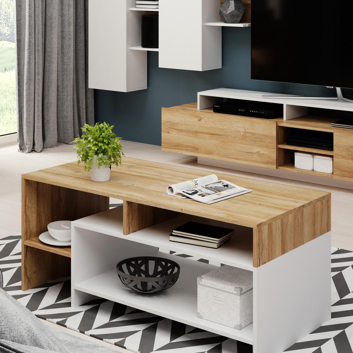 COUCHTISCH ALBINA 120/53/60 cm Eichefarben - Eichefarben, Holzwerkstoff (60/120/53cm) - MASSENO