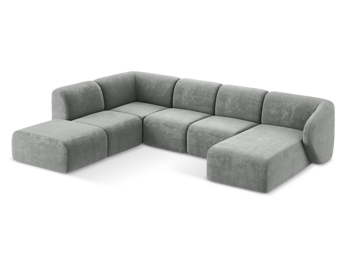 ECKSOFA Links Chenille Stoff Beige - Schwarz/Cappuccino, Holzwerkstoff/Kunststoff (178/166cm) - Makamii