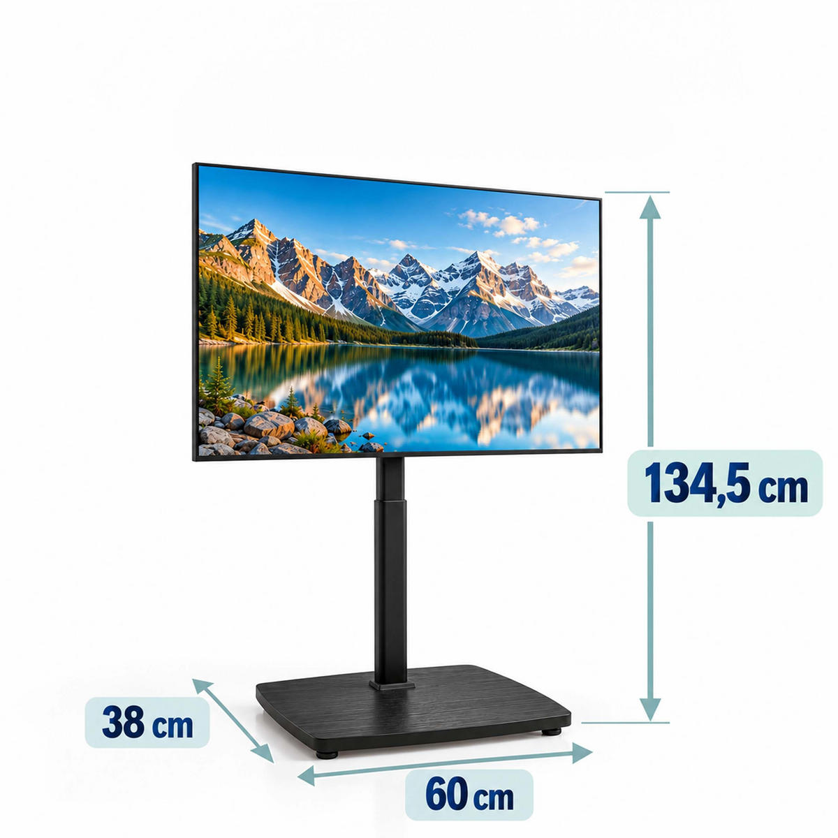 TV-STOJAN Čierny na kolieskach 43-75 palcov - čierna, kov/kompozitné drevo (60/134.5/38cm) - Relaxdays