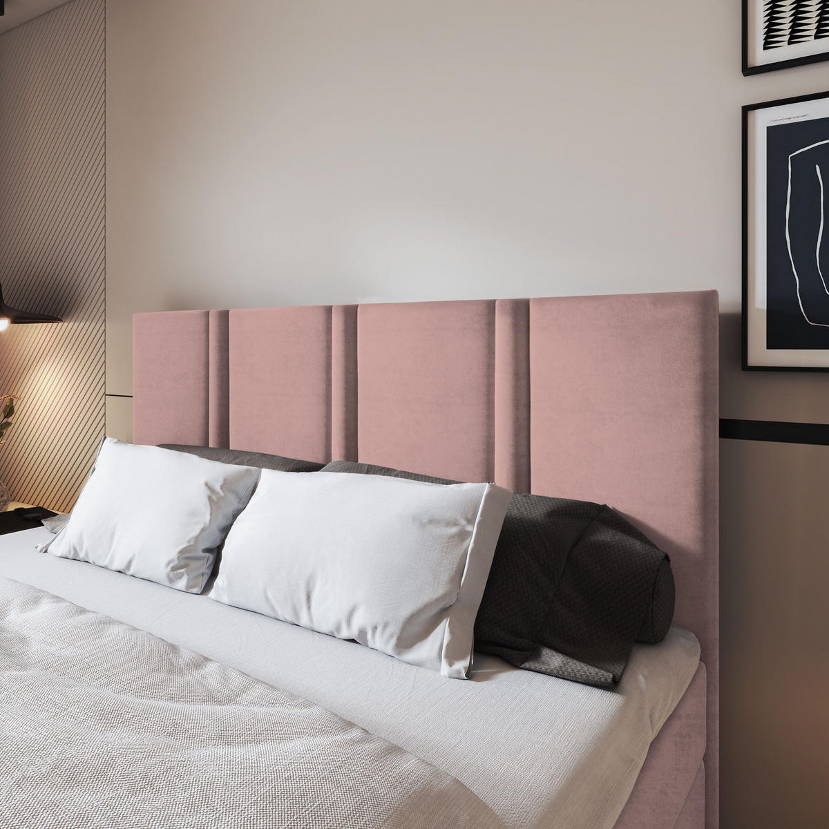 BOXBETT LARIO 160x200 cm mit Matratze und Topper - Rosa - Rosa, Holz (160/200cm) - MASSENO