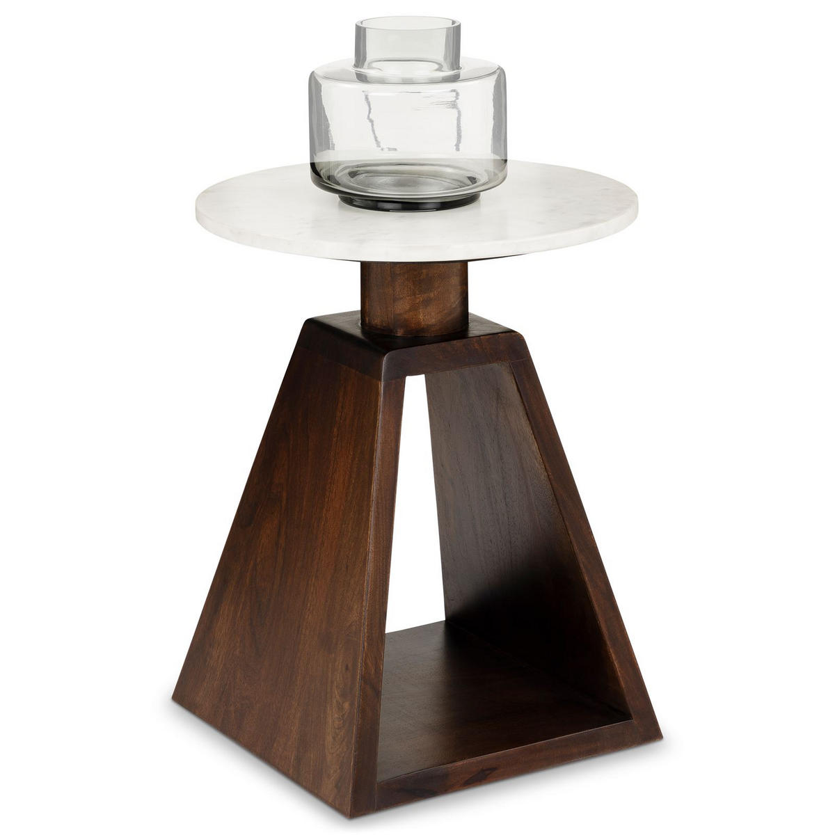 BEISTELLTISCH MYSORE - Weiß/Braun, Naturmaterialien/Holz (40/40/51cm) - IDIMEX