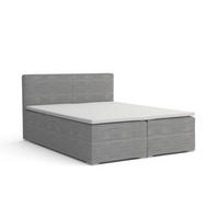 BOXBETT LON III 160/200 in Cord Hellgrau H3 - Hellgrau, Holz/Holzwerkstoff (160/200cm) - Deine Möbel 24