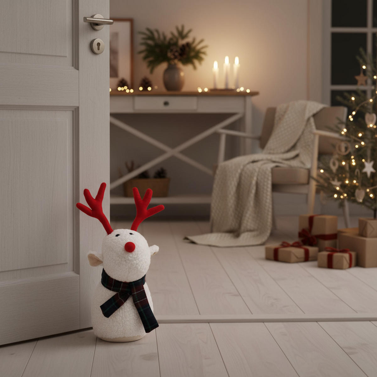 TÜRSTOPPER Rentier - Weiß, Textil (20/22cm) - Home Styling Collection