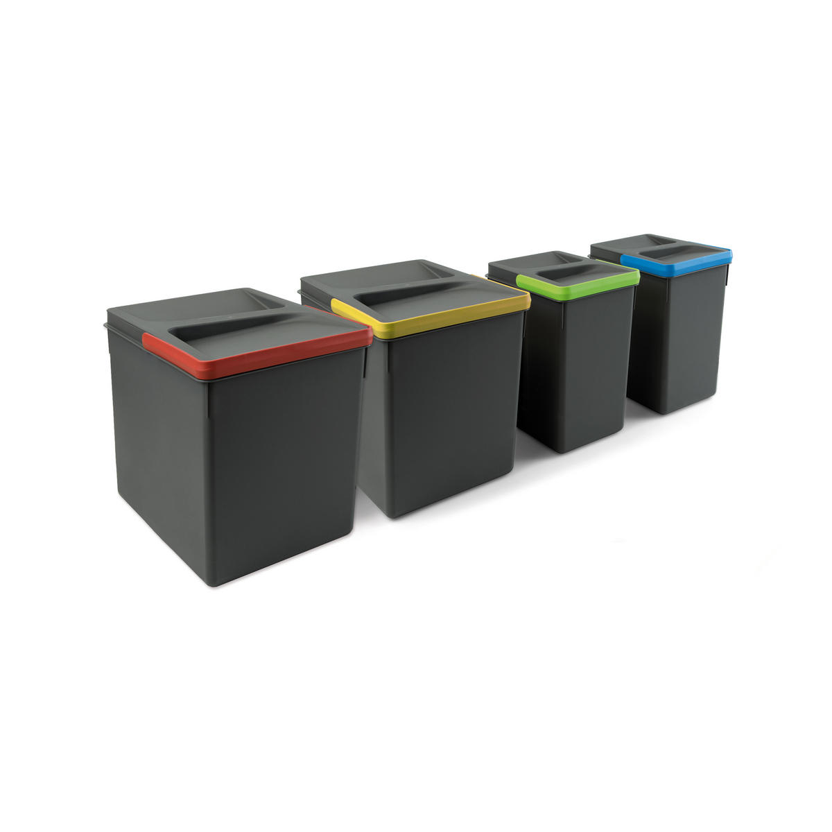 RECYCLINGBEHÄLTER für Küchenschublade mit Boden, Höhe 266mm, 2x15Liter, 2x7Liter, Modul 800mm, Kunststoff, Anthrazitgrau - Anthrazit, Kunststoff (53/30/76cm) - EMUCA