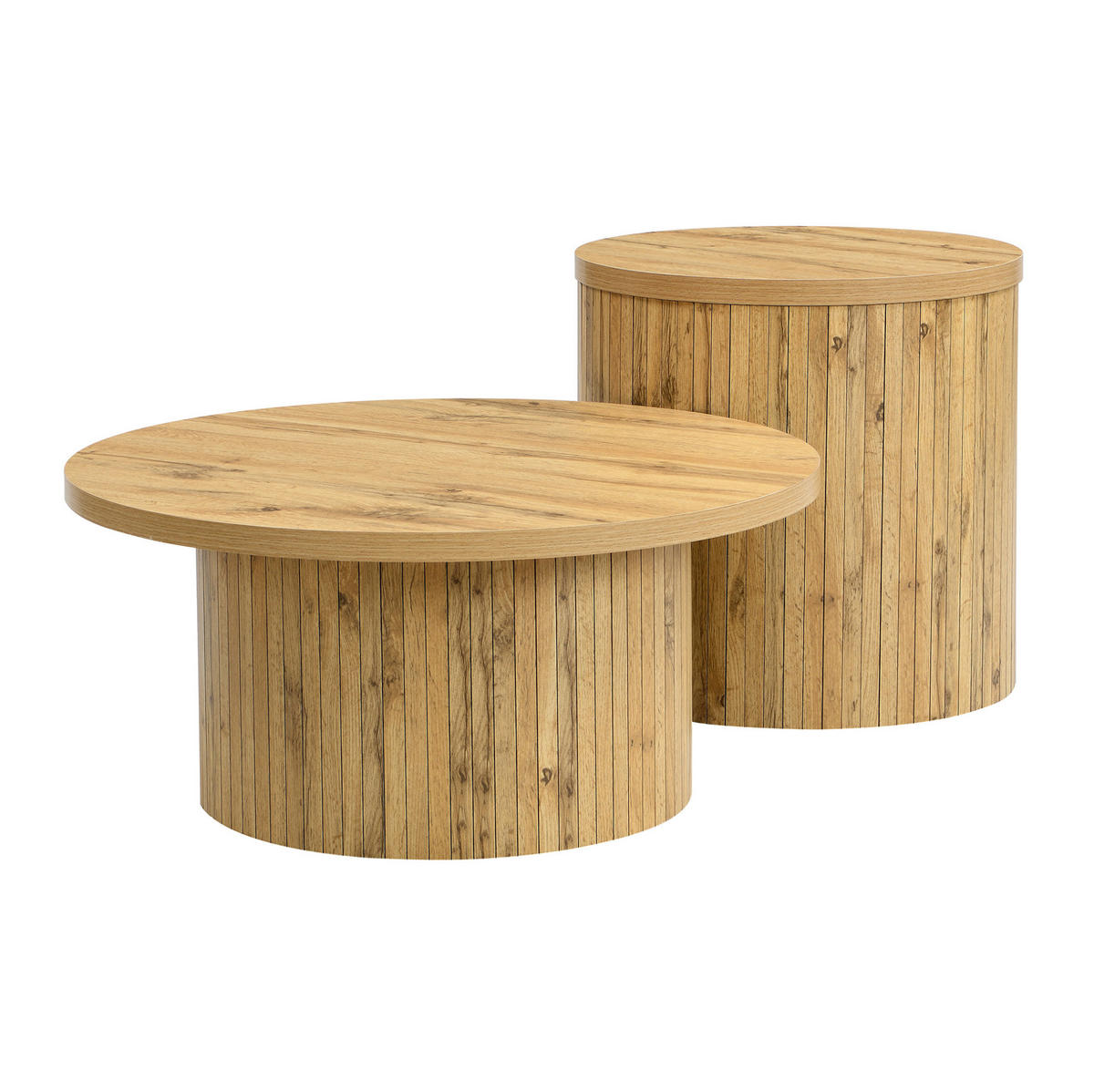 COUCHTISCH aus MDF 75x75x36 & 50x50x50,5 cm in Natur mit flexiblem 2er-Set - Naturfarben, Holzwerkstoff (75/75/36cm) - Modfu