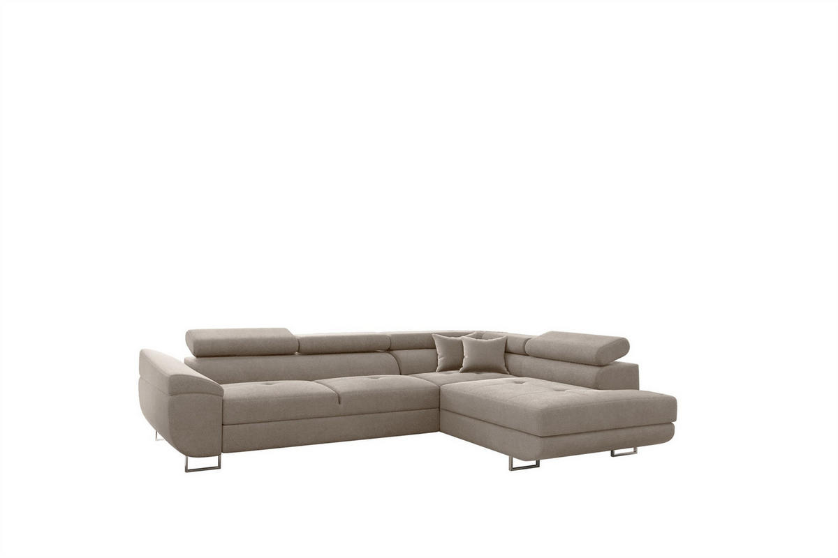 ECKSOFA Carmelo In Nova - Hellgrau, Holzwerkstoff/Textil (275/202cm) - Fun Möbel