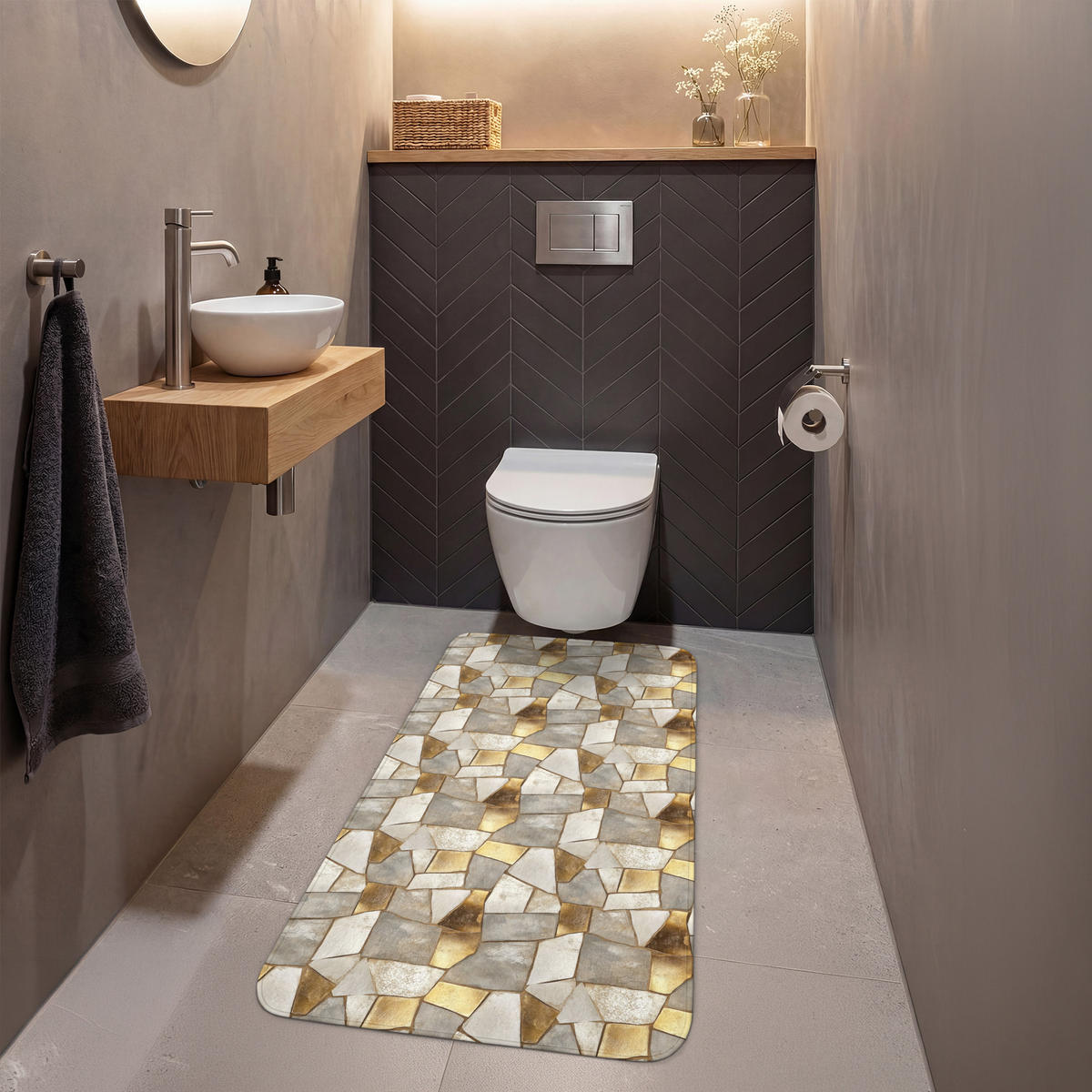 WC PŘEDLOŽKA Mozaika - Mramor - Zlato 60x120 cm - šampaňská, textil/plast (60/1cm) - OnlyWow