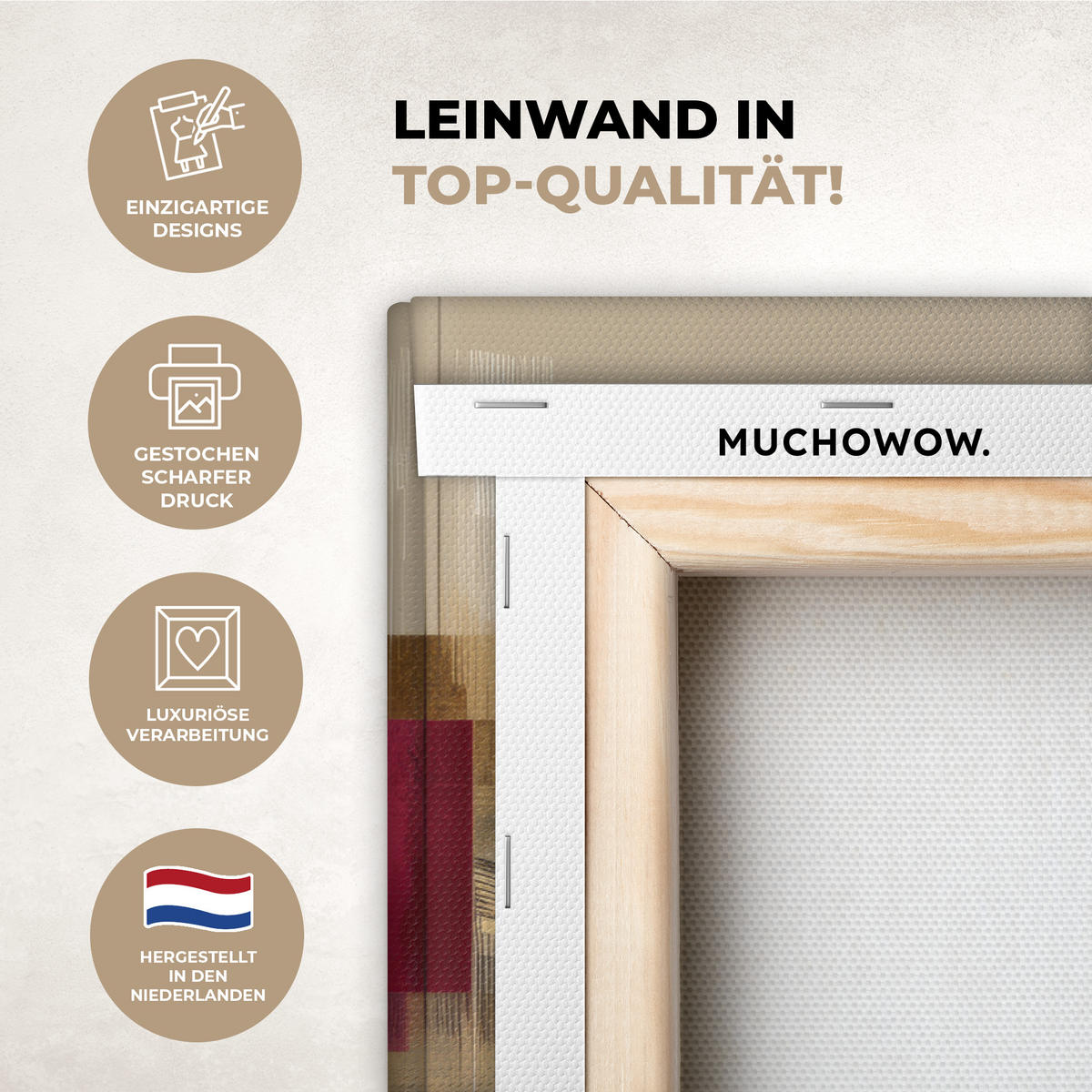 LEINWANDBILD Abstrakt - Formen - Beige - Texturen Gemälde 60x40 cm - Beige, Textil (60/40cm) - MuchoWow