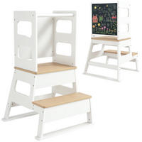 LERNTURM DE-17253 mit Tafel & trapezförmiger Sicherheitsstruktur Weiß - Weiß, Naturmaterialien (52.5/87.5/55cm) - ComfortXL