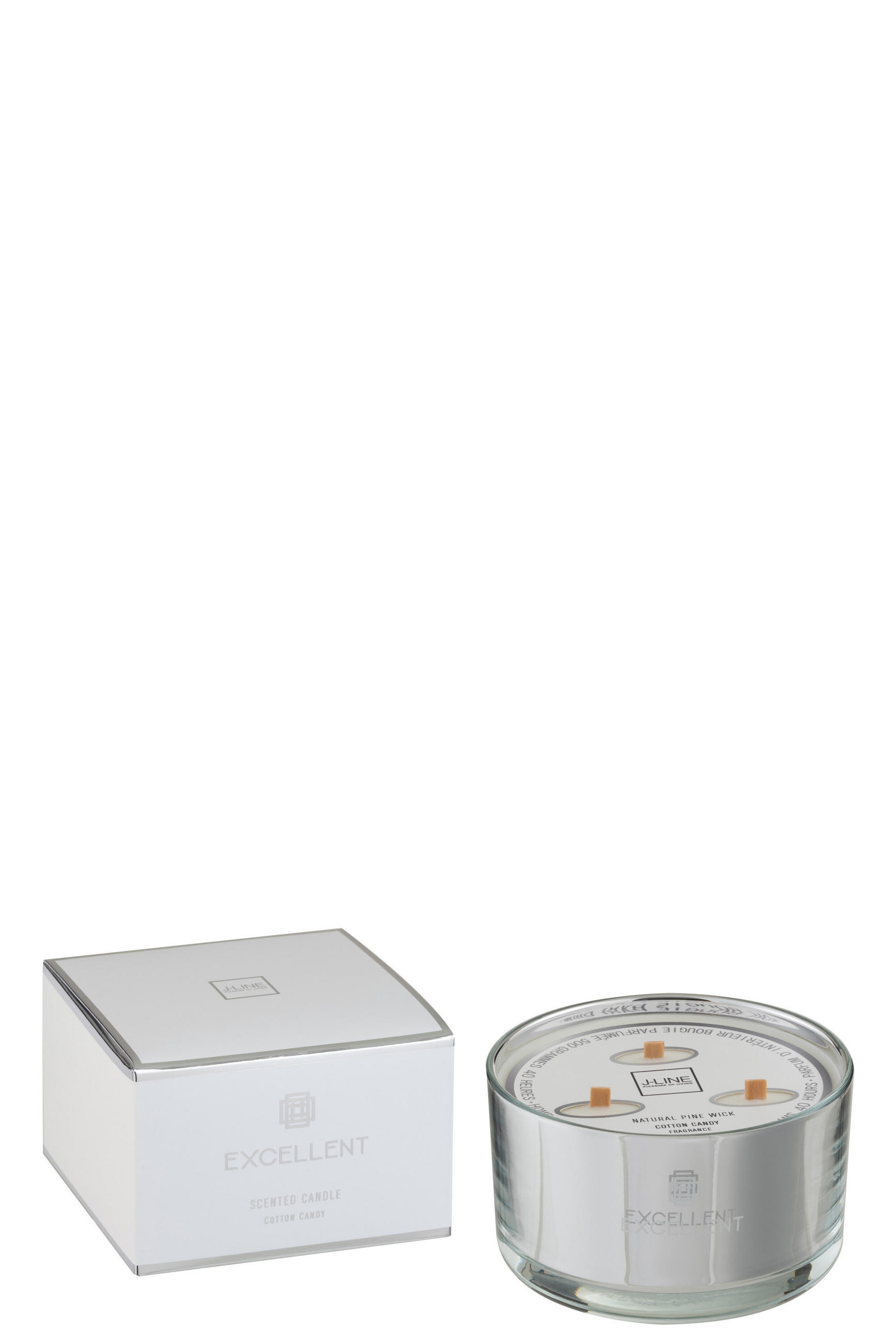 DUFTKERZE EXCELLENT - Glas - Silber - L - 40 Std. - Silberfarben, Glas/Paraffin (13.5/9cm) - J-Line