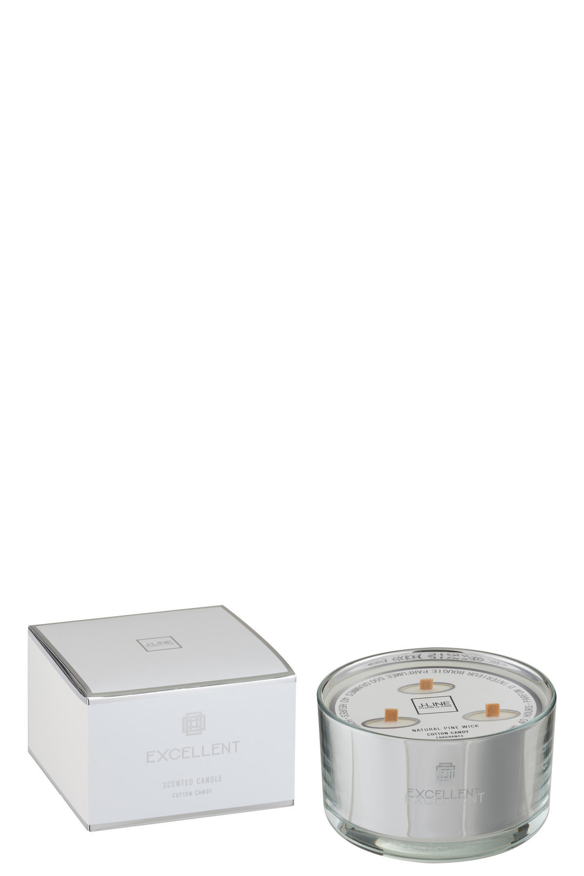 DUFTKERZE EXCELLENT - Glas - Silber - L - 40 Std. - Silberfarben, Glas/Paraffin (13.5/9cm) - J-Line