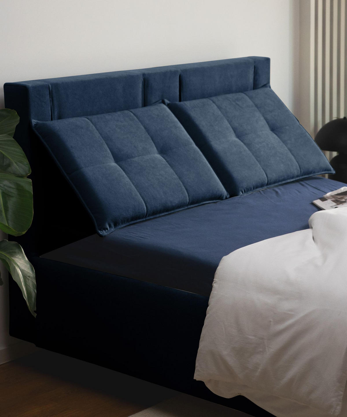 POLSTERBETT Belleo Nachtblau 180x200 cm - Schwarz/Dunkelblau, Textil/Metall (180/200cm) - Selsey