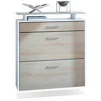 SCHUHSCHRANK Malea Front in Eiche sägerau - Eiche San Remo, Holzwerkstoff (89/96/23cm) - Vladon
