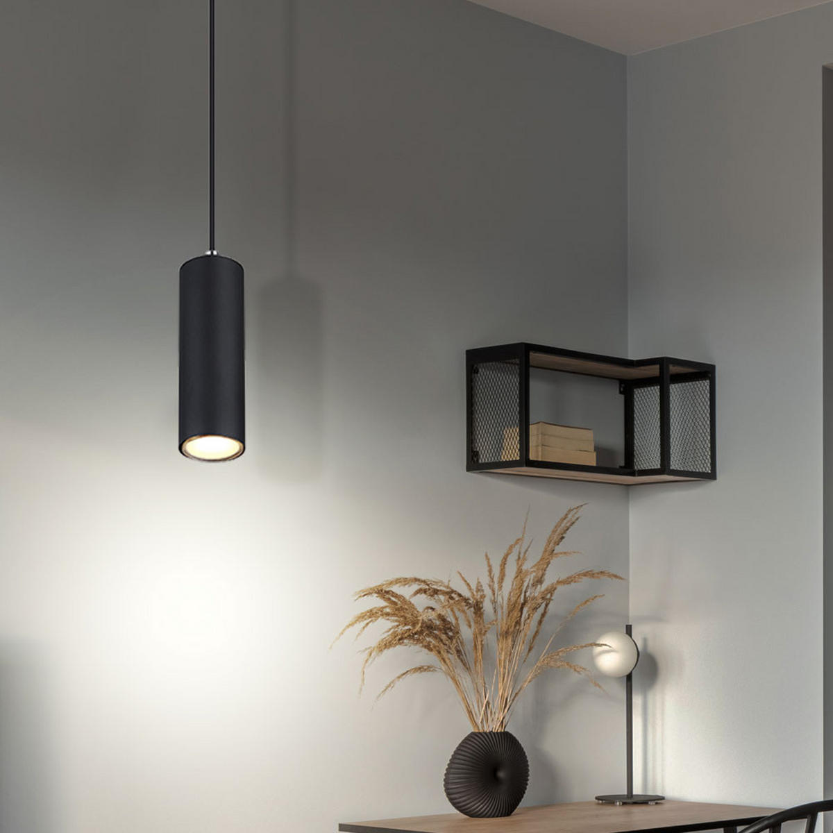 HÄNGELEUCHTE Metall Schwarz matt 2er Set - Schwarz, Metall (9/9/120cm) - Globo Lighting