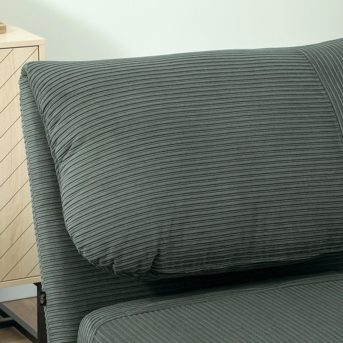 2-IN-1 Schlafsofa Schlafsessel Klappmatratze Gästebett Klappbett Grün - Naturfarben/Grün, Holz/Textil (89/83/82cm) - HOMCOM