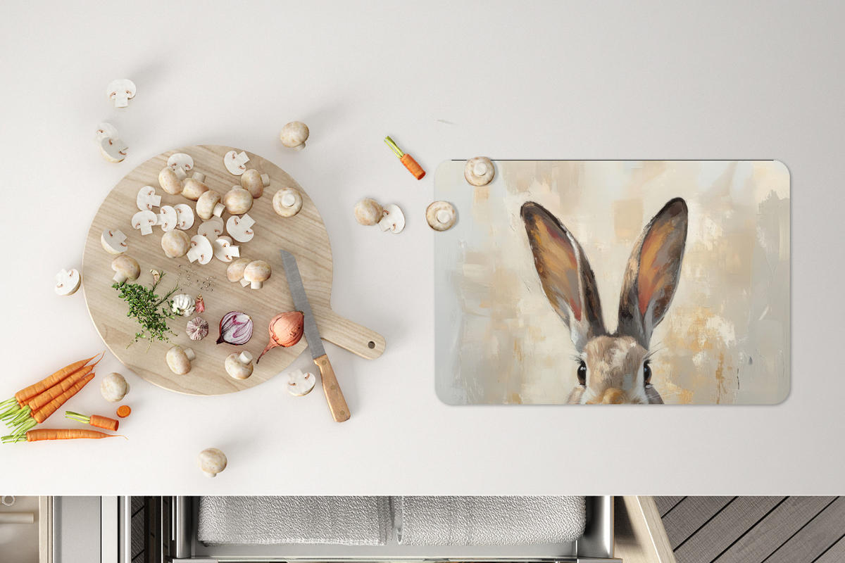 PLATZSETS 6er-Set Hase - Ohren - Braun Unterlage 45x30 cm - Beige, Kunststoff (0.3/45/30cm) - MuchoWow