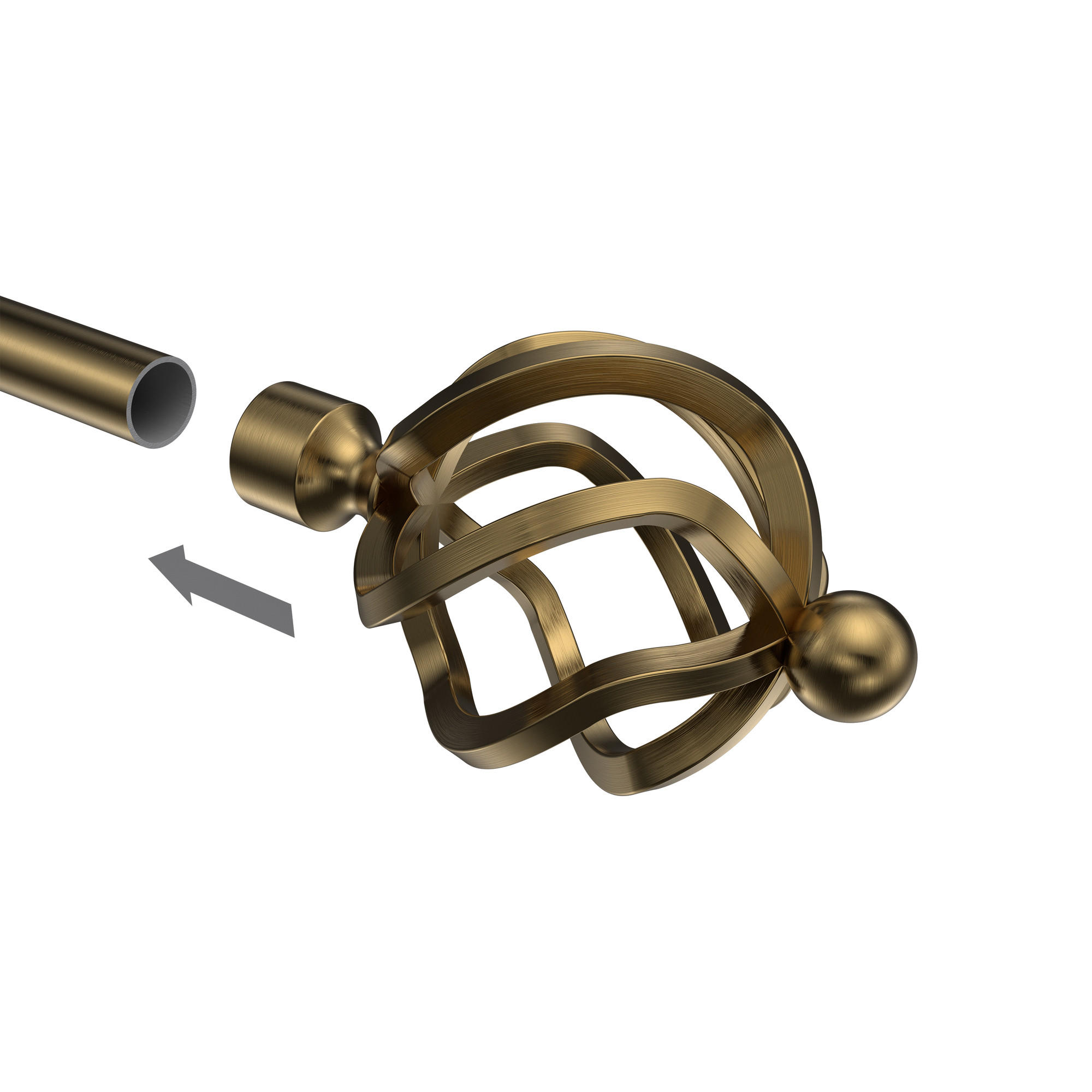 ENDSTÜCKE FÜR GARDINENSTANGEN 16 mm Ø, Paolo Messing Antik, Packung 2 Stück - Messingfarben/Bronzefarben, Metall (10.6/6.9/6.9cm) - INTERDECO