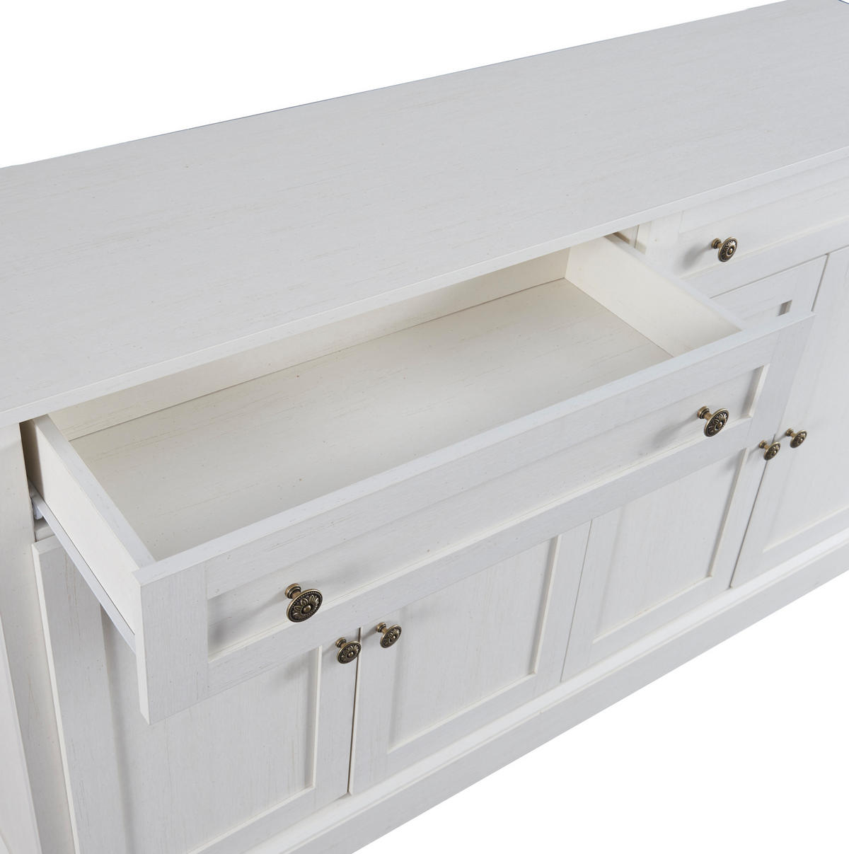 SIDEBOARD 150x40x86 cm Weiß mit 4 Türen & 2 Schubladen - Weiß, Holzwerkstoff (40/86/150cm) - Modfu