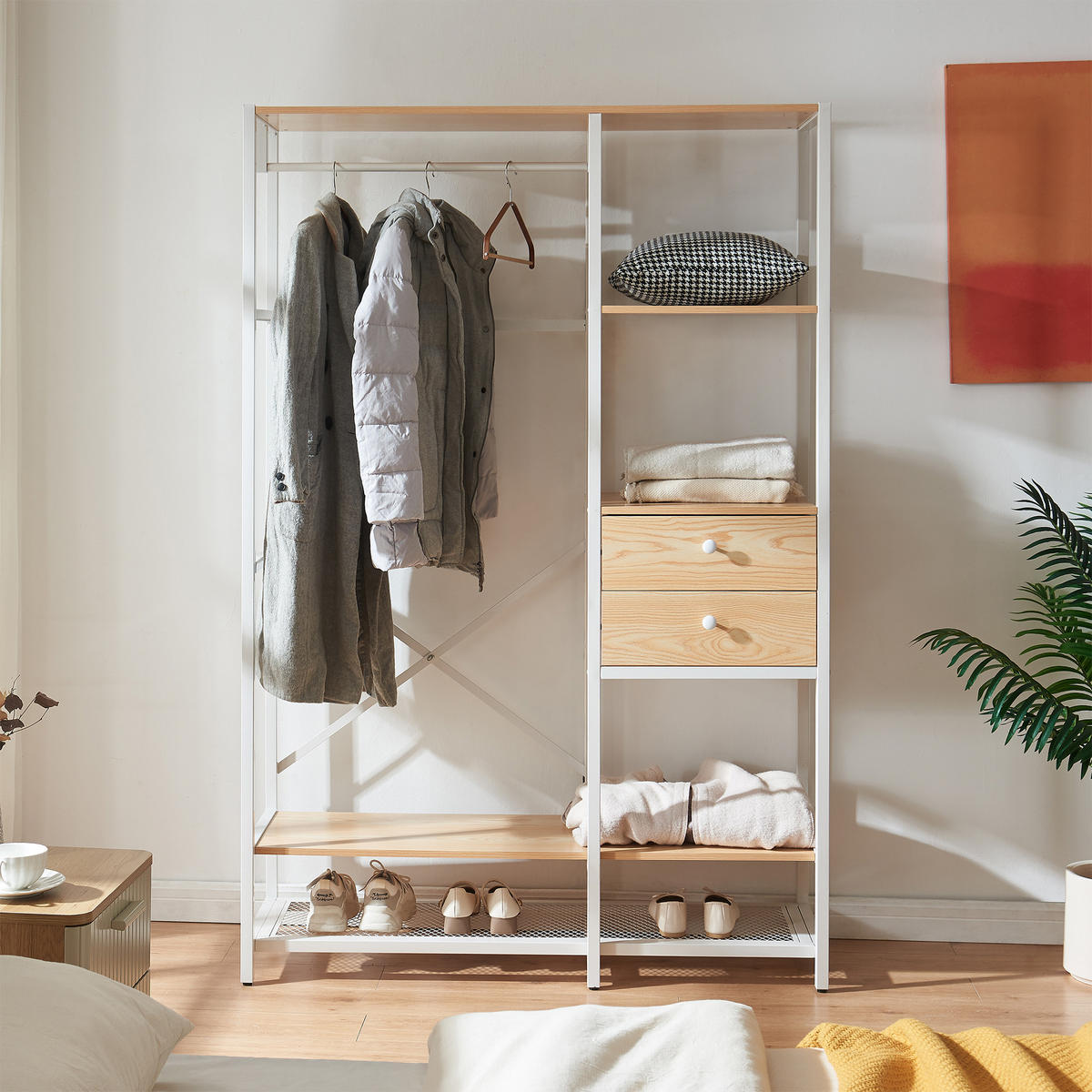 GARDEROBENSTÄNDER Larem - Eichefarben/Schwarz, Holzwerkstoff/Metall (120/180/40cm) - [en.casa]