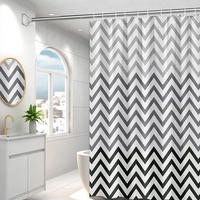 DUSCHVORHANG Grau Weiß geometrisch gestreift PEVA wasserdicht mit Haken - Multicolor, Kunststoff (120/180cm) - MCBOSON