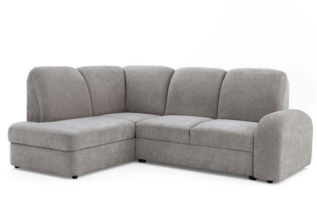 ECKSOFA VIBE L Links mit Schlaffunktion 129x205 Chenille Grau - Schwarz/Grau, Holz/Kunststoff (186/250cm) - Muffo