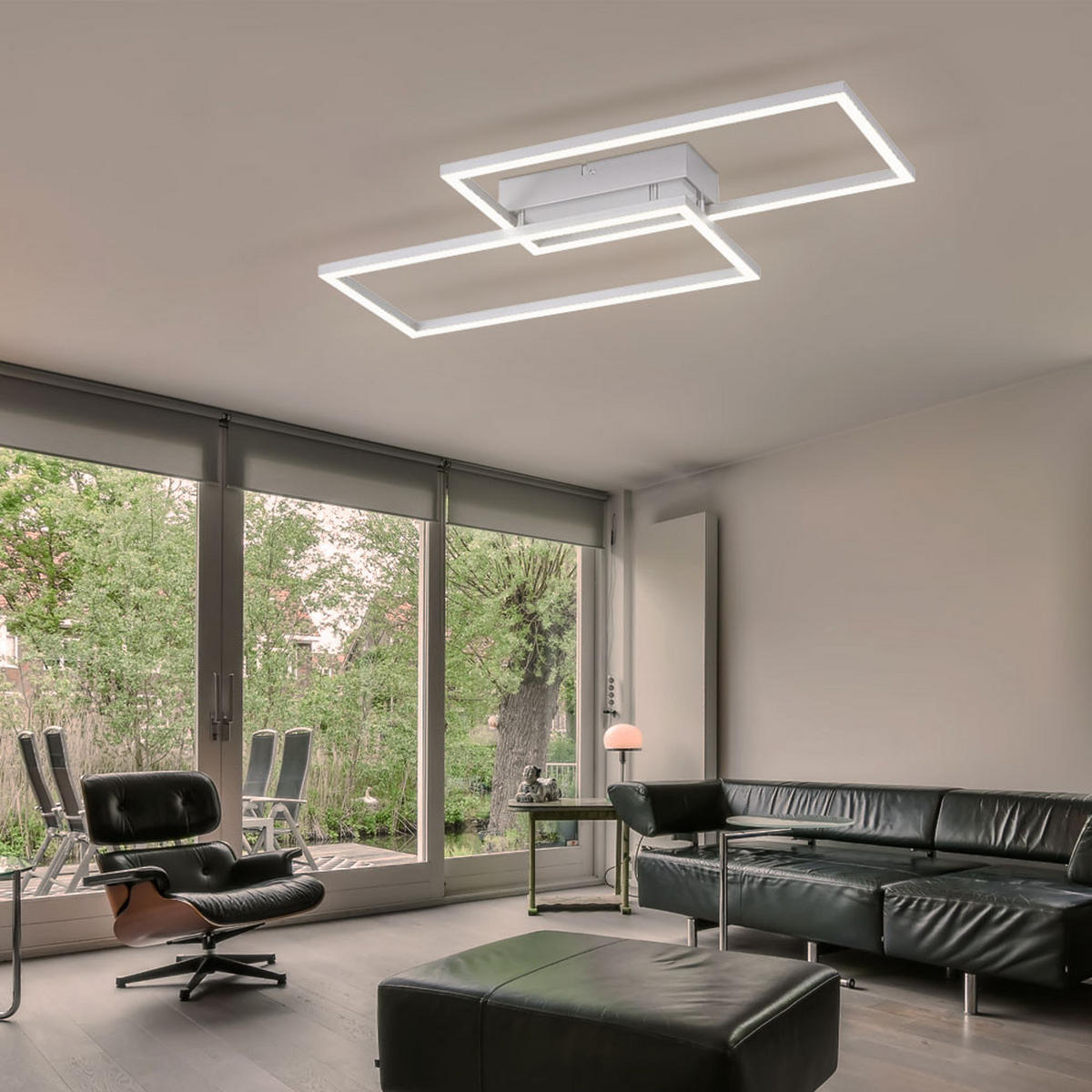 LED DECKENLEUCHTE Weiß matt - Weiß, Metall (60.5/32.5/6.5cm)