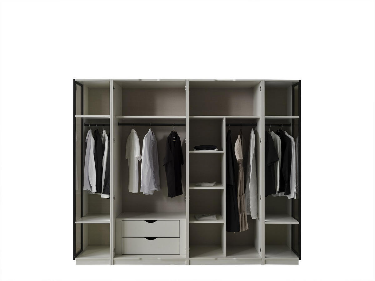 KLEIDERSCHRANK Ashley 2 trg., mit Regalen - Grau, Holzwerkstoff (88/215/62cm)