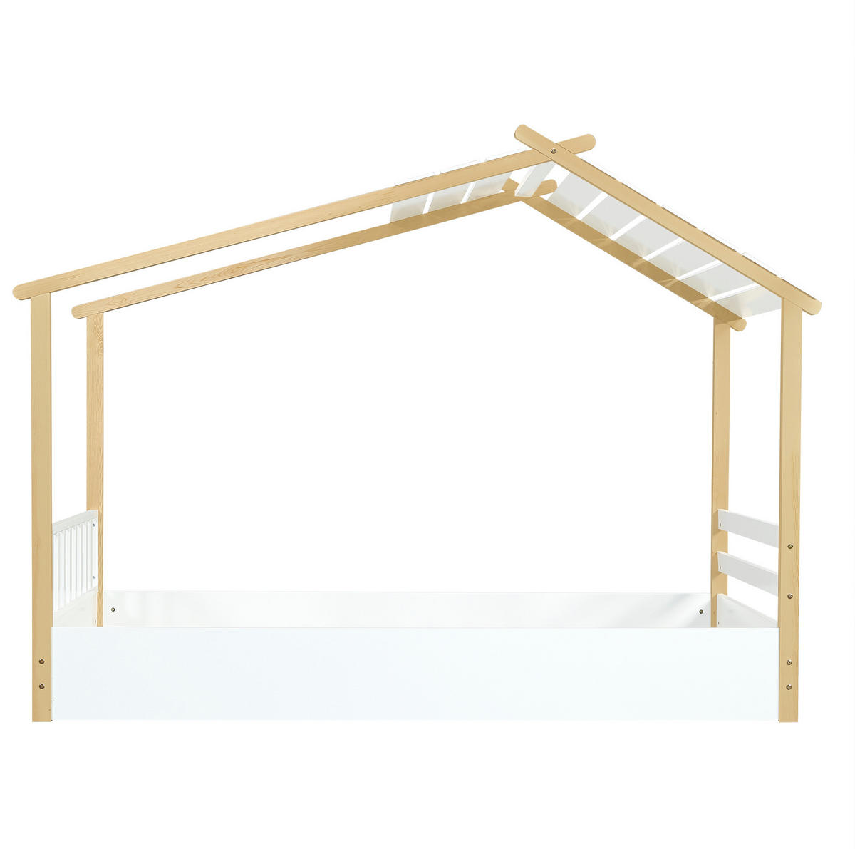 KINDERBETT 90/190 cm in Hausform aus Kiefer/MDF – Weiß/Natur - Weiß, Holz (90/200cm) - BEAOK