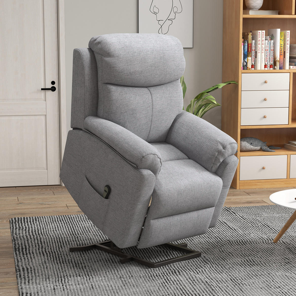 RELAXSESSEL mit Aufstehhilfe, Grau - Grau, Kunststoff (83/102/89cm) - HOMCOM