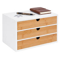 BLOC-SERTARE Alb bambus 3 sertare - multicolor, compozit lemnos/lemn (21/33/20cm) - Relaxdays